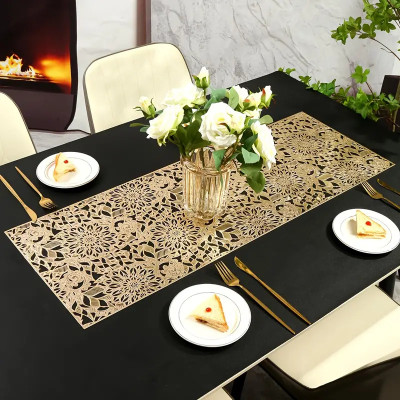 Dakshya Industries Gold 92 cm Table Runner(PVC)