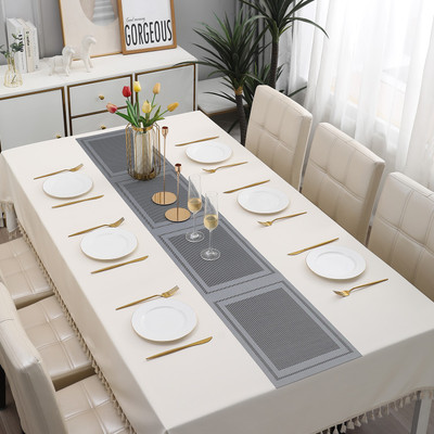 HOKiPO Grey 180 cm Reversible Table Runner(PVC)