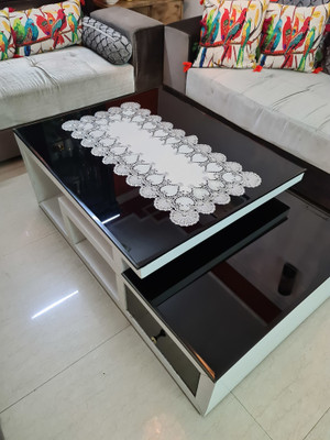 SHRI MAHAVIR IMPEX White 80 cm Table Runner(Vinyl)