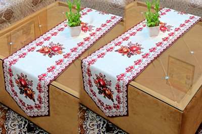 Saksham Enterprises Red, White 183 cm Table Runner(Velvet)