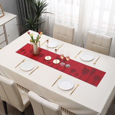 HOKiPO Red 135 cm Reversible Table Runner(PVC)