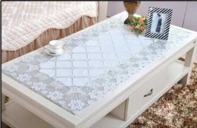 SHRI MAHAVIR IMPEX Silver 100 cm Table Runner(Vinyl)