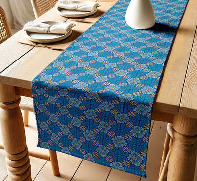 Vargottam Blue 152 cm Table Runner(Cotton)