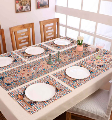 PLIVANA Multicolor Polyester Table Linen Set(Pack of 7)