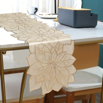 Dakshya Industries Gold 180 cm Table Runner(PVC)
