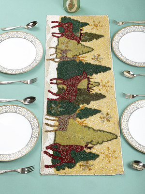 Hawamahal White 90 cm Table Runner(Polyester)