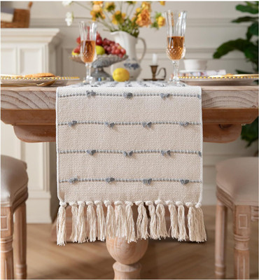 POSHREYA Grey 183 cm Table Runner(Cotton)