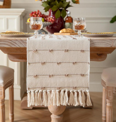Waco creation Beige 35 cm Reversible Table Runner(Cotton)