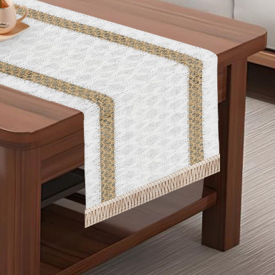 MONKDECOR White 182 cm Table Runner(Cotton)