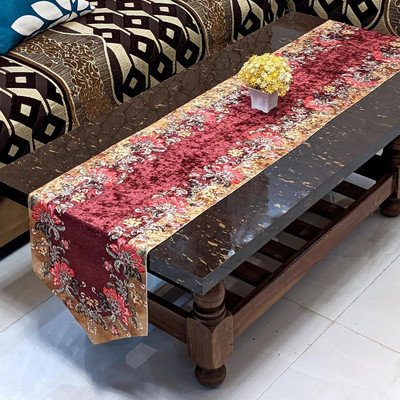 ZUKIODECOR Maroon 183 cm Table Runner(Velvet)