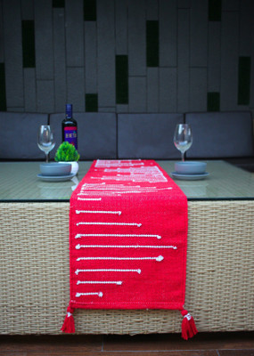 Jiyansh Décor Maroon 182 cm Reversible Table Runner(Cotton)