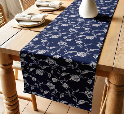 Vargottam Dark Blue 152 cm Table Runner(Cotton)