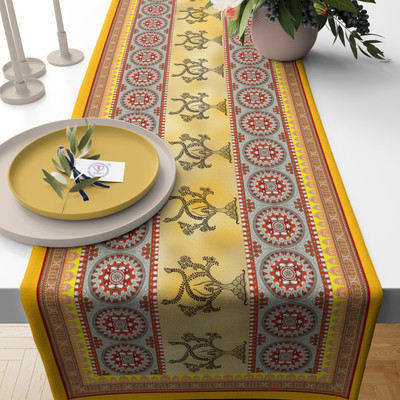 SUBHUSHA Multicolor 13 cm Table Runner(Polyester)