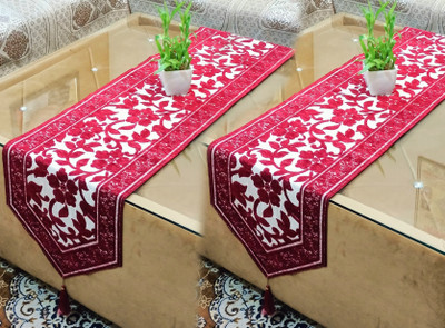 Saksham Enterprises Maroon 178 cm Table Runner(Cotton)