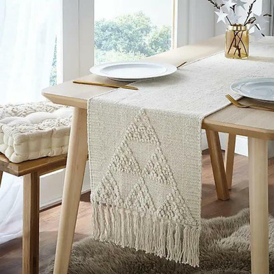 Waco creation White 180 cm Table Runner(Cotton)