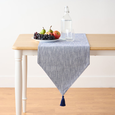 KITESCREATIONS Blue 140 cm Reversible Table Runner(Cotton)