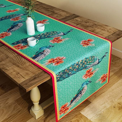 SEJ BY NISHA GUPTA Green 195 cm Table Runner(Polyester)
