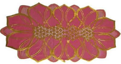 SHRI MAHAVIR IMPEX Gold, Pink 80 cm Table Runner(PVC)