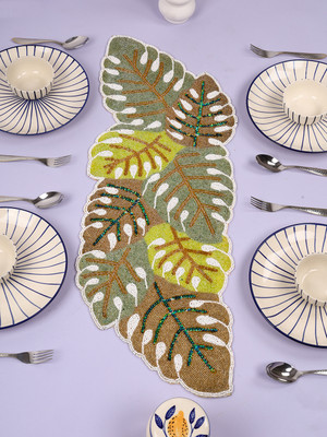 Hawamahal Multicolor 90 cm Table Runner(Polyester)