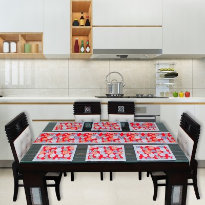 Glassiano Red, Grey 213.36 cm Table Runner(PVC)