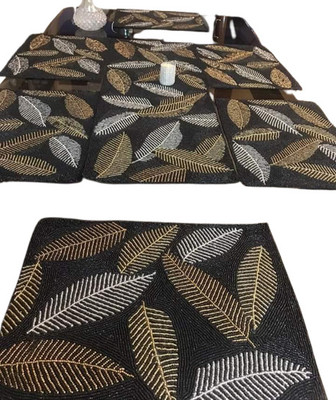 Hawamahal Black Polyester Table Linen Set(Pack of 1)