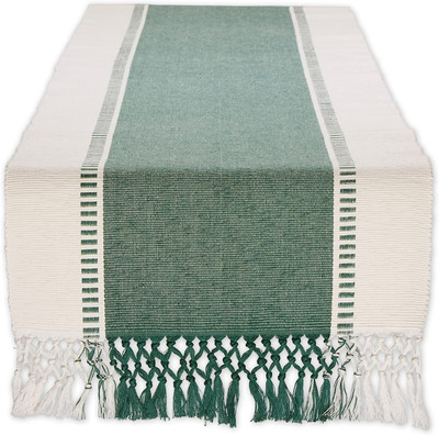 Bloomtex Green 137 cm Reversible Table Runner(Cotton)