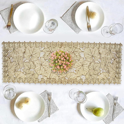Dakshya Industries Gold 92 cm Table Runner(PVC)