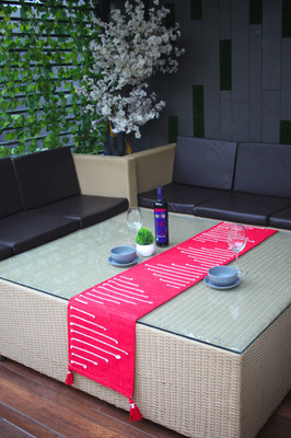 Impression Hut Multicolor 218.4 cm Reversible Table Runner(Cotton)