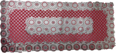 SHRI MAHAVIR IMPEX Silver, Pink 80 cm Table Runner(PVC)