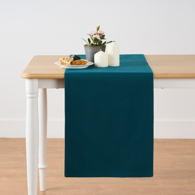 KITESCREATIONS Dark Green 140 cm Reversible Table Runner(Cotton)