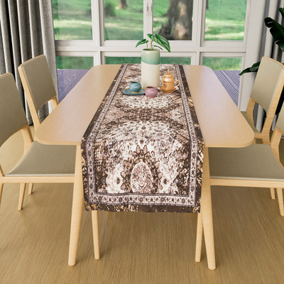 KUBER INDUSTRIES Brown 183 cm Reversible Table Runner(Velvet)