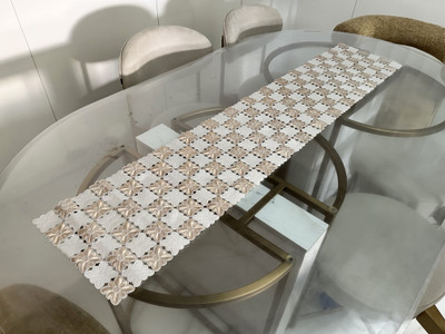 LaVichitra Gold, White 142 cm Table Runner(PVC)
