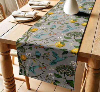 Vargottam Grey 152 cm Table Runner(Cotton)