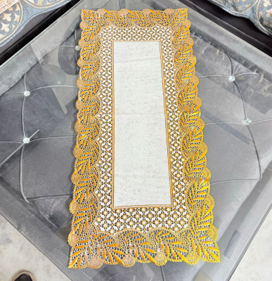 DELHI PVC CORP Gold 40 cm Table Runner(Lace)