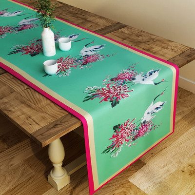 SEJ BY NISHA GUPTA Green 195 cm Table Runner(Polyester)