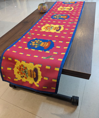 Indisca Designs Pink 145 cm Table Runner(Canvas)
