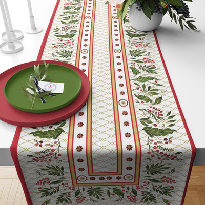 SUBHUSHA Multicolor 13 cm Table Runner(Polyester)