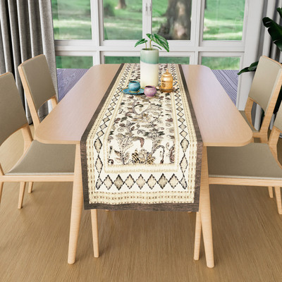 KUBER INDUSTRIES Brown 183 cm Reversible Table Runner(Velvet)