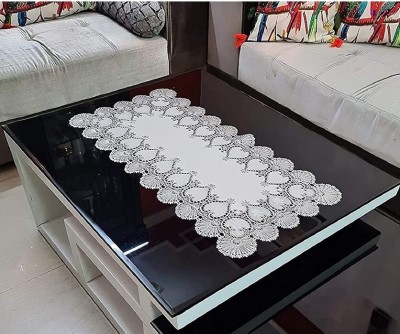 SHRI MAHAVIR IMPEX Silver 84 cm Table Runner(Vinyl)