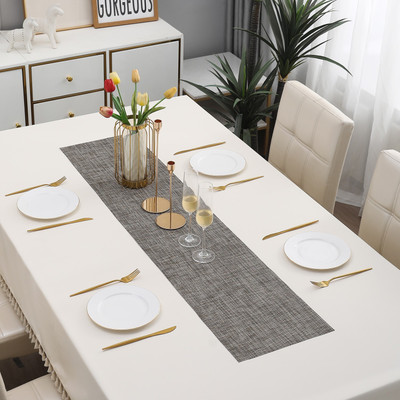 HOKiPO Grey 135 cm Reversible Table Runner(PVC)