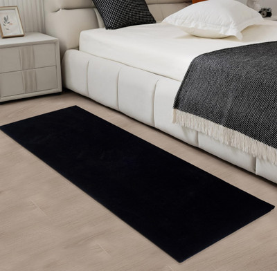 Linen Basics Velvet Floor Mat(Black, Medium)