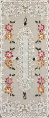 MANGERAM Cotton 2 Seater Floral Table Cover(Multicolor, Beige)