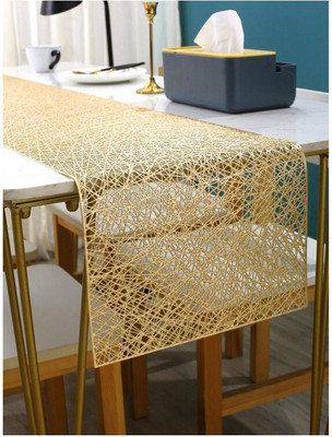 Dakshya Industries Gold 150 cm Table Runner(PVC)