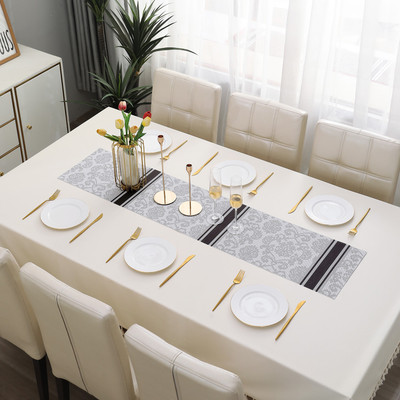 HOKiPO Grey 135 cm Reversible Table Runner(PVC)