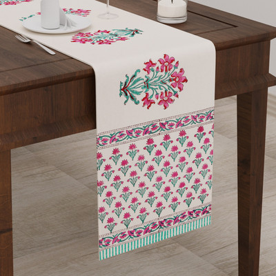 Blocks Of India Pink 182 cm Table Runner(Canvas)
