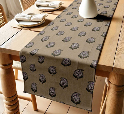 Vargottam Beige 152 cm Table Runner(Cotton)