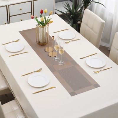 HOKiPO Brown 135 cm Reversible Table Runner(PVC)