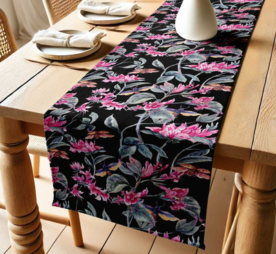 Vargottam Black 152 cm Table Runner(Cotton)