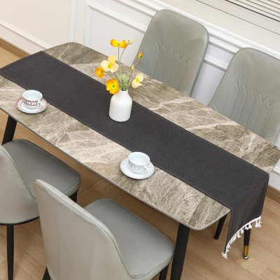 Home Cloud Black 180 cm Reversible Table Runner(Cotton)