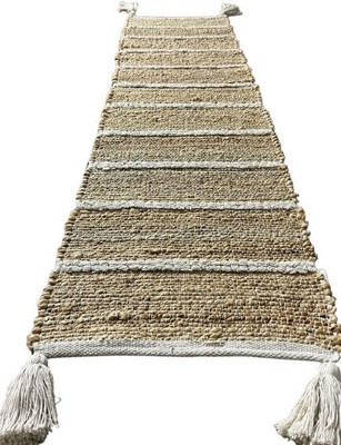SIYA TEXTILES Beige 160 cm Table Runner(Cotton)